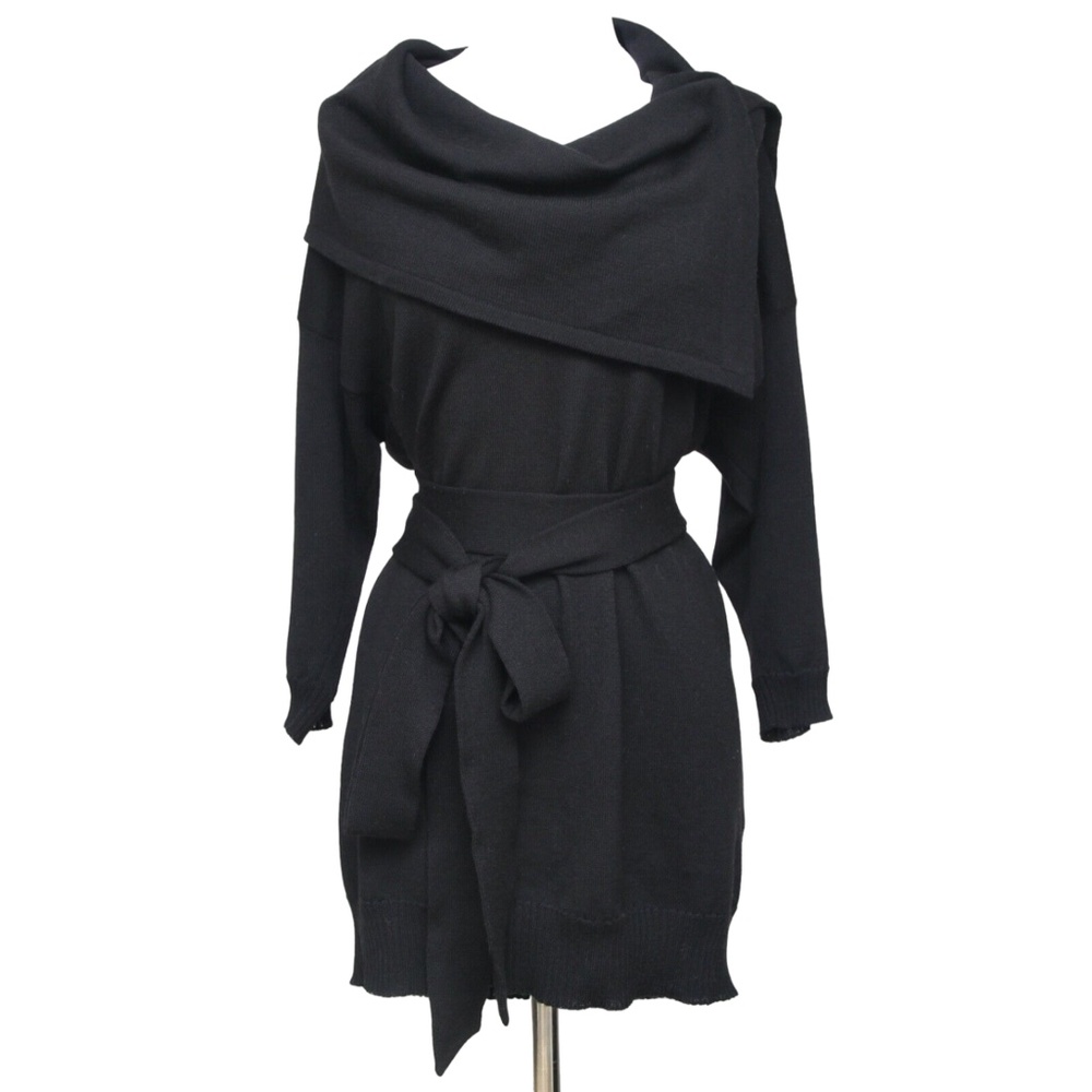 STELLA MCCARTNEY Black Tunic Knit Sweater Wool Short Sleeve Snaps Sz 38